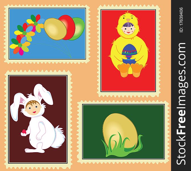 This image represent four different Easter stamps