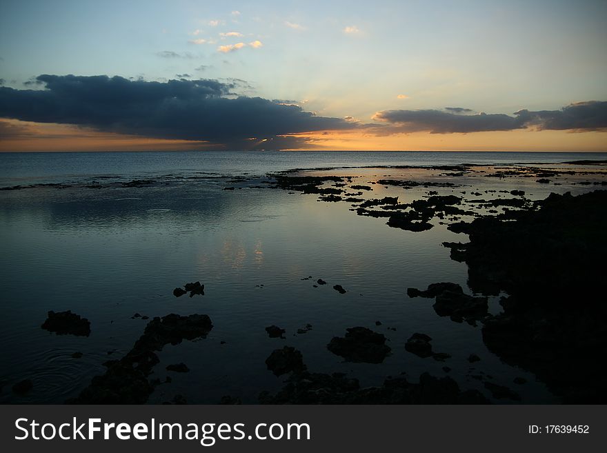 The beach turns calm after sunset. The beach turns calm after sunset