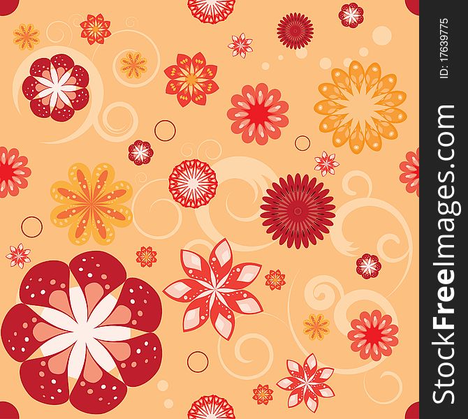Seamless pattern with flowers and curls. Seamless pattern with flowers and curls