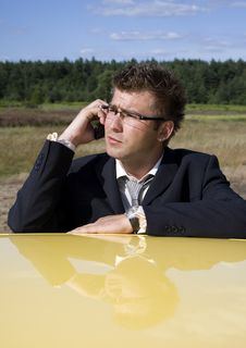 Businessman Talking On Mobile Phone Stock Photography