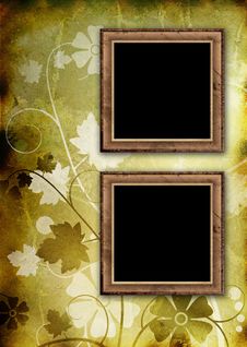 Two Photo Frames On Floral Background Stock Photos Two Photo Frames On Floral Background Stock Photos