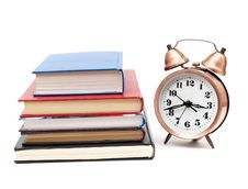 Back To School Concept With Books And Clock Royalty Free Stock Images Back To School Concept With Books And Clock Royalty Free Stock Images