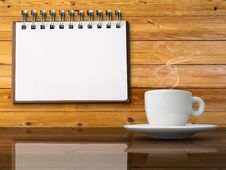 White Cup Of Hot Coffee And White Note Paper Royalty Free Stock Image White Cup Of Hot Coffee And White Note Paper Royalty Free Stock Image
