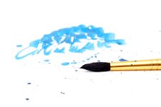 Brush With Blue Paint Royalty Free Stock Photography