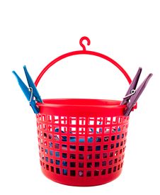 Basket With Clothespins Stock Photography Basket With Clothespins Stock Photography