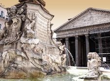 Pantheon With Fountain In Rome Stock Photos Pantheon With Fountain In Rome Stock Photos