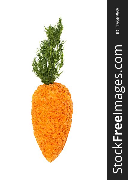 Isolated bright carrot from salad with fennel