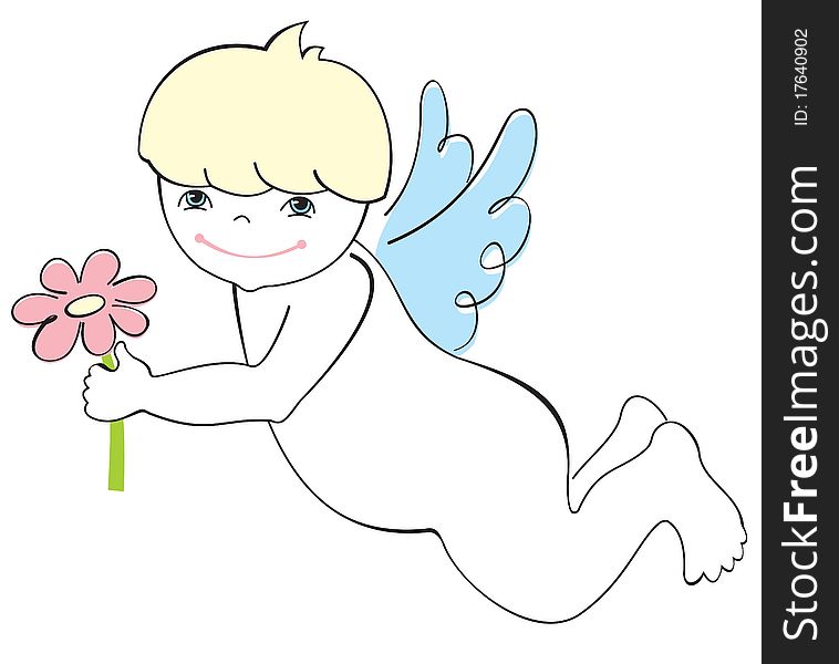 Cute angel with flower