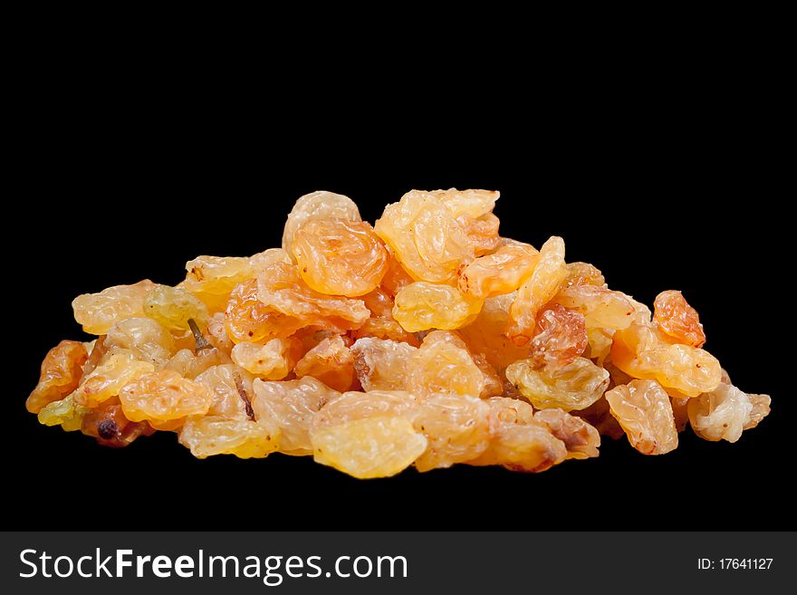 Raisin on black isolated background