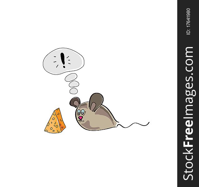 Illustration of mouse thinking about cheese
