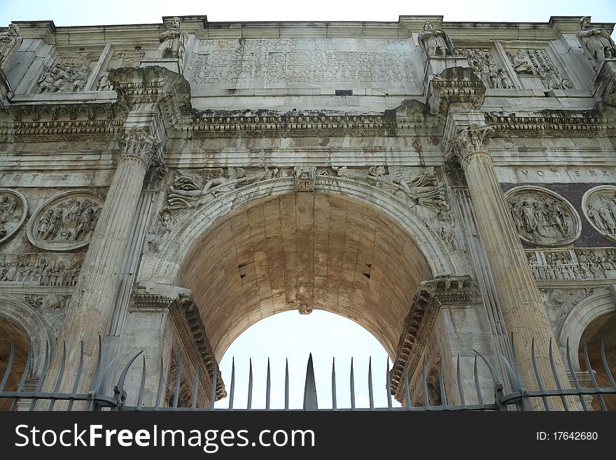 A triumphal arch built to honor Constantine's victory over Maxentius in Rome, Italy. A triumphal arch built to honor Constantine's victory over Maxentius in Rome, Italy