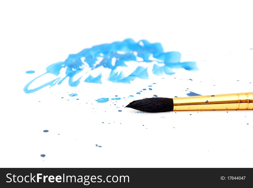 Brush With Blue Paint