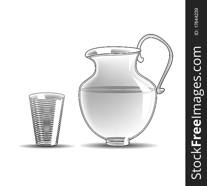 Glass Pitcher - Retro Clipart Illustration isolated