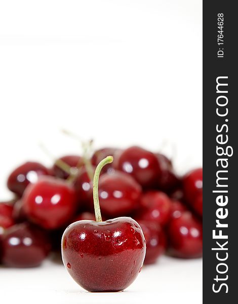 Fresh Red Cherry Isolated On White