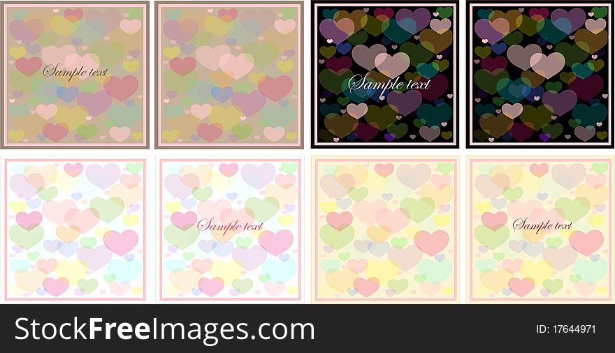 Beautiful greeting card.The beautiful image of heart of different color.Variants of color scores.Illustration. Beautiful greeting card.The beautiful image of heart of different color.Variants of color scores.Illustration.