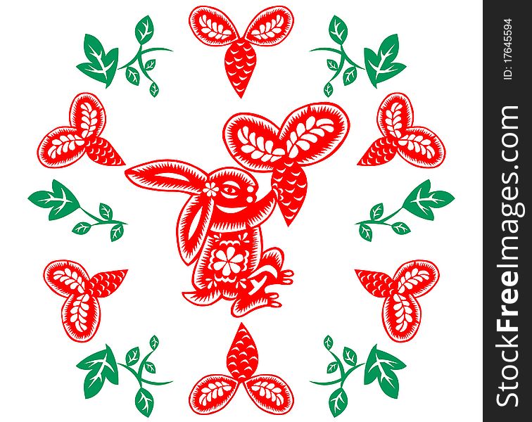 Chinese style of paper cut for year of the rabbit. Chinese style of paper cut for year of the rabbit.