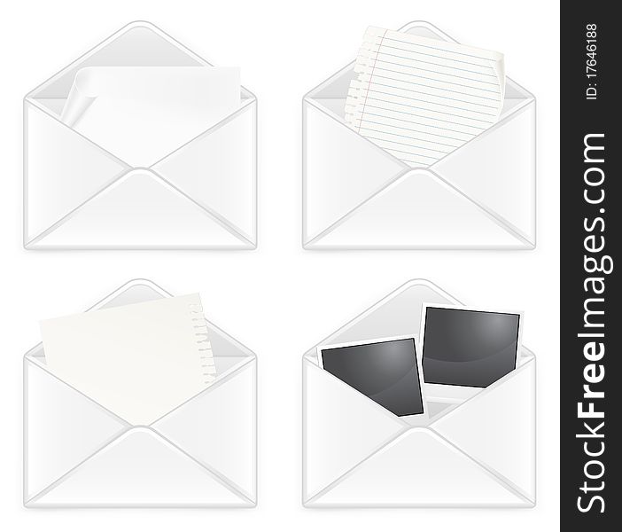 Open envelopes with letter, concept of post and email, illustration