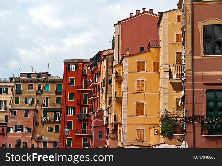 Picturesque old village in Italy in winter