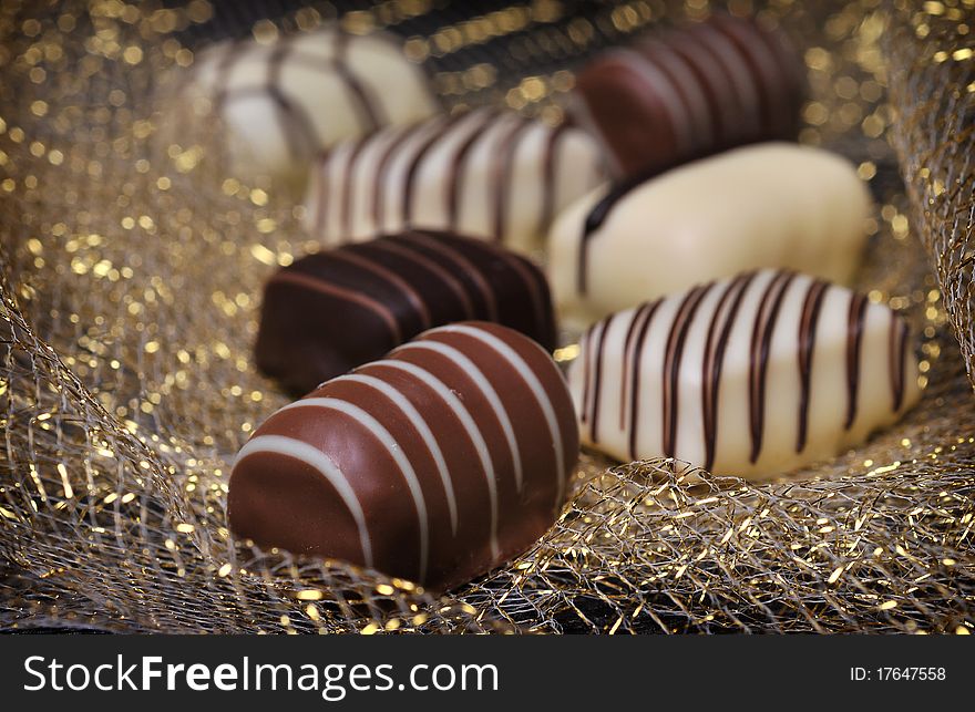 Mixed Chocolates on a background