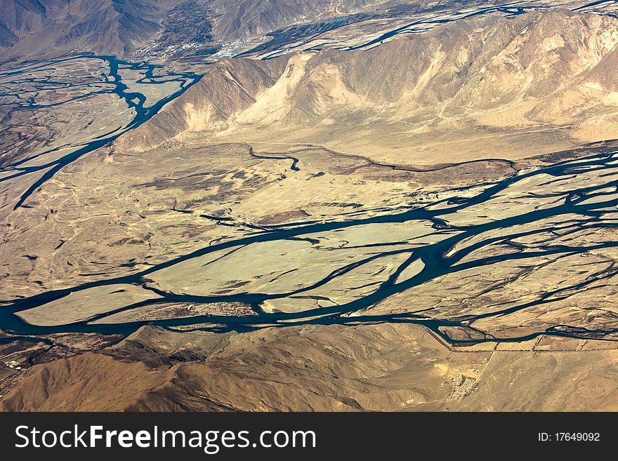 Aerial view of Lhasa landscape