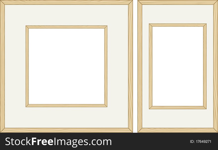 Wooden photo or image frames. Vector illustration. Wooden photo or image frames. Vector illustration