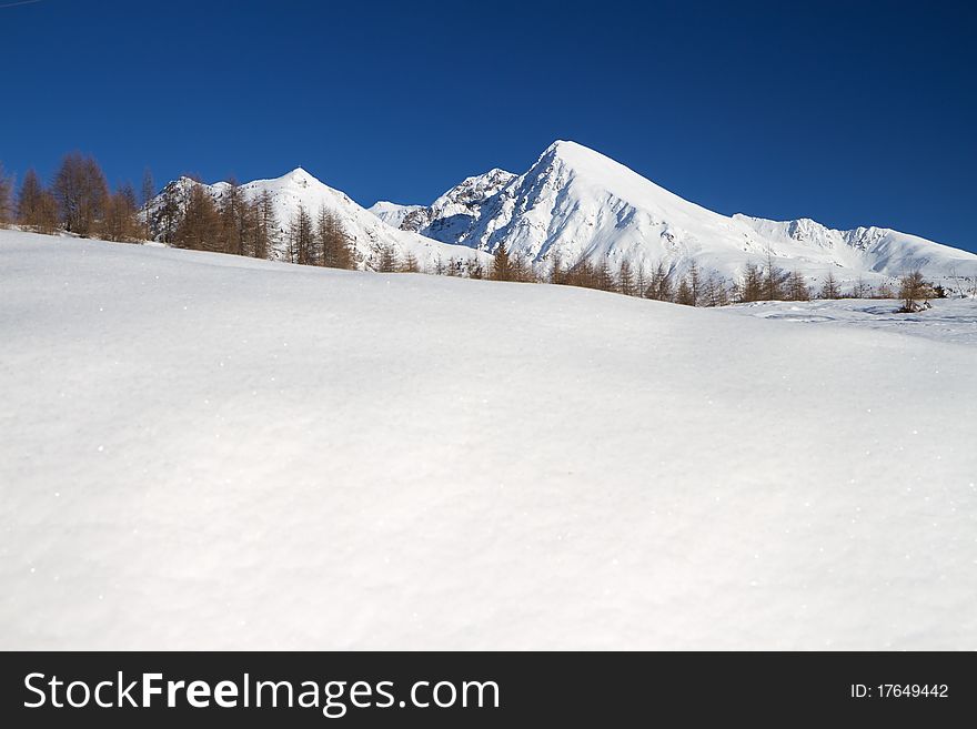 Varadega Peak at 2634 meters on the sea-level during winter. Brixia province, Lombardy region, Italy