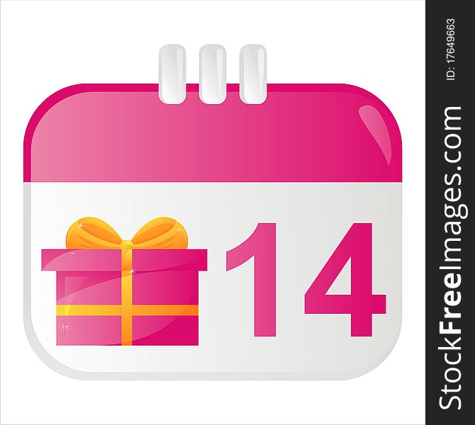 St. valentine's day calendar icon with gift