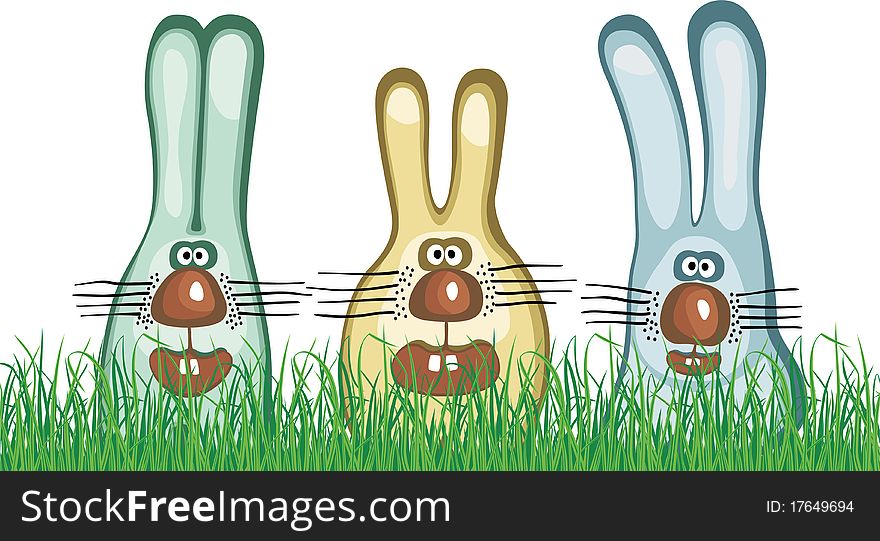 Three amazed hares. Vector illustration. Three amazed hares. Vector illustration