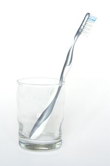 Tooth Brush In Glass. Stock Photos
