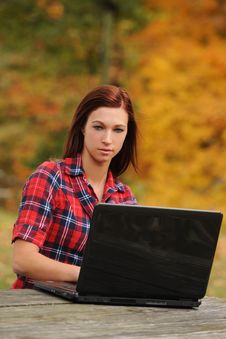 Young Woman With Laptop Computer Royalty Free Stock Photography Young Woman With Laptop Computer Royalty Free Stock Photography
