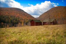 Barns In The Meadows Of The Catskill Mountains Stock Images