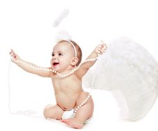 Baby Girl In A Angel Fancy Dress Royalty Free Stock Photography