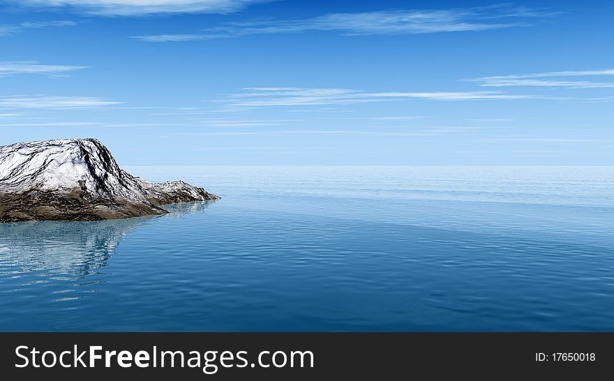 Snow mount on a blue sea