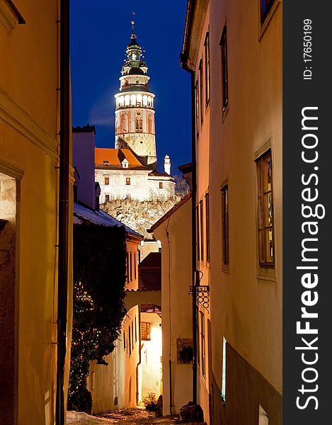 Street of Cesky Krumlov, city protected by UNESCO. Street of Cesky Krumlov, city protected by UNESCO.