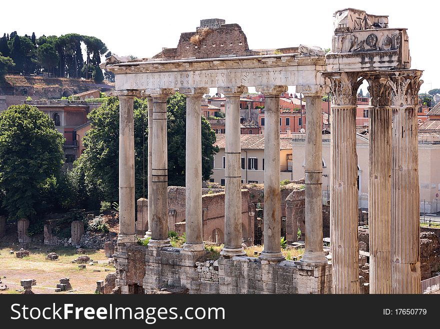 Landscape view of roman forum in Rome, Italy