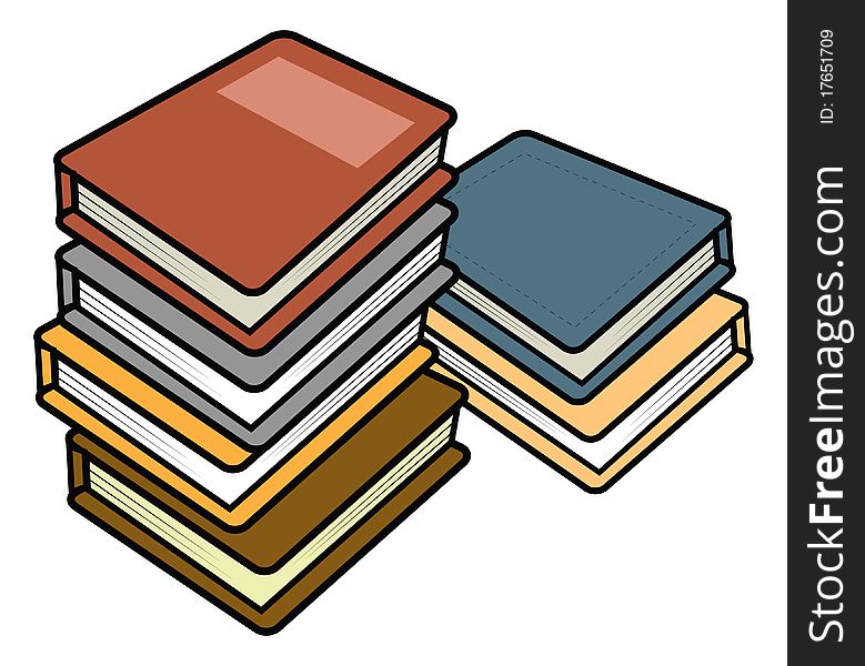 Cartoon illustration of a stack of books. Cartoon illustration of a stack of books
