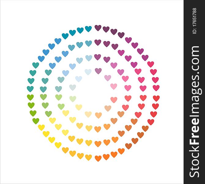 Color wheel made of hearts