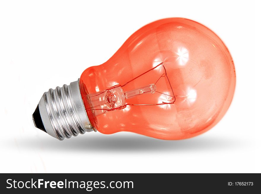 incandescent bulb with glass in red color      . incandescent bulb with glass in red color