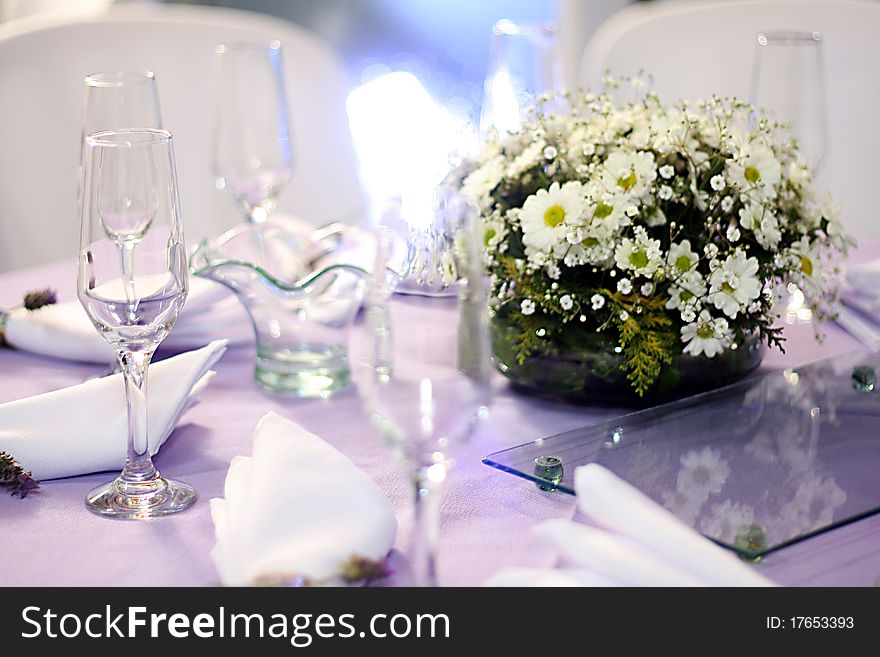 The dinning table for a wedding.