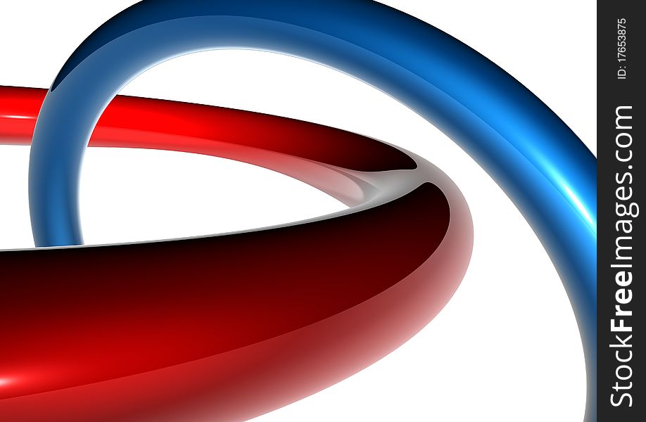 Abstract two rings in red and blue. Abstract two rings in red and blue