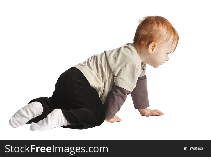 Little boy isolated on white background