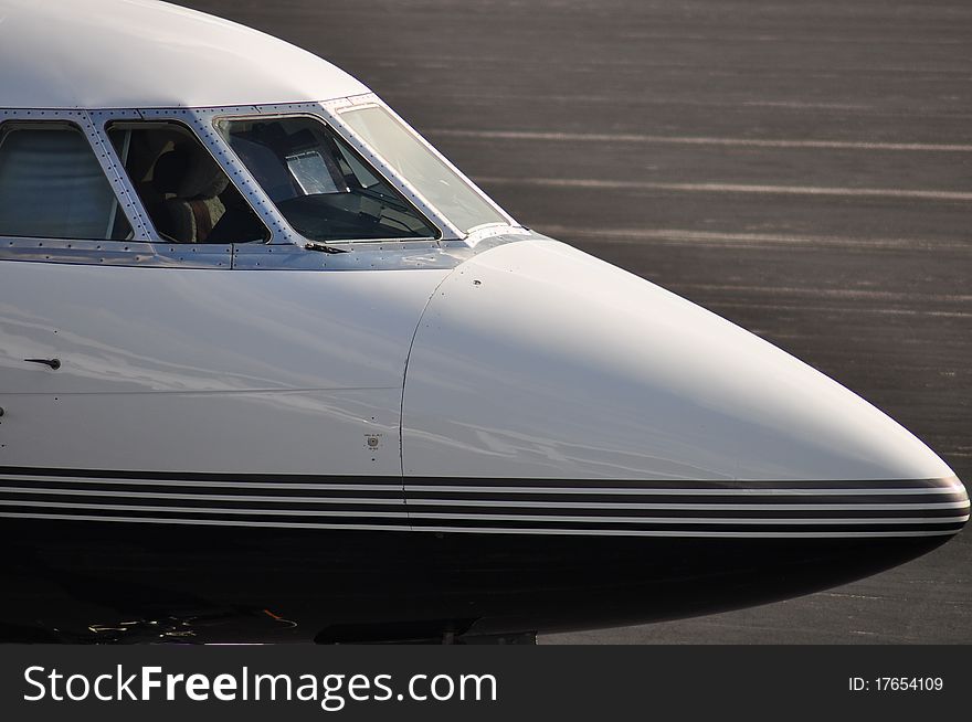 Jet Nose Hawker on ramp charter waiting pickup