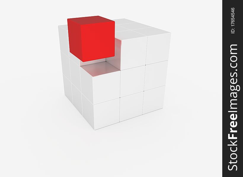 Abstract cube assembling from blocks