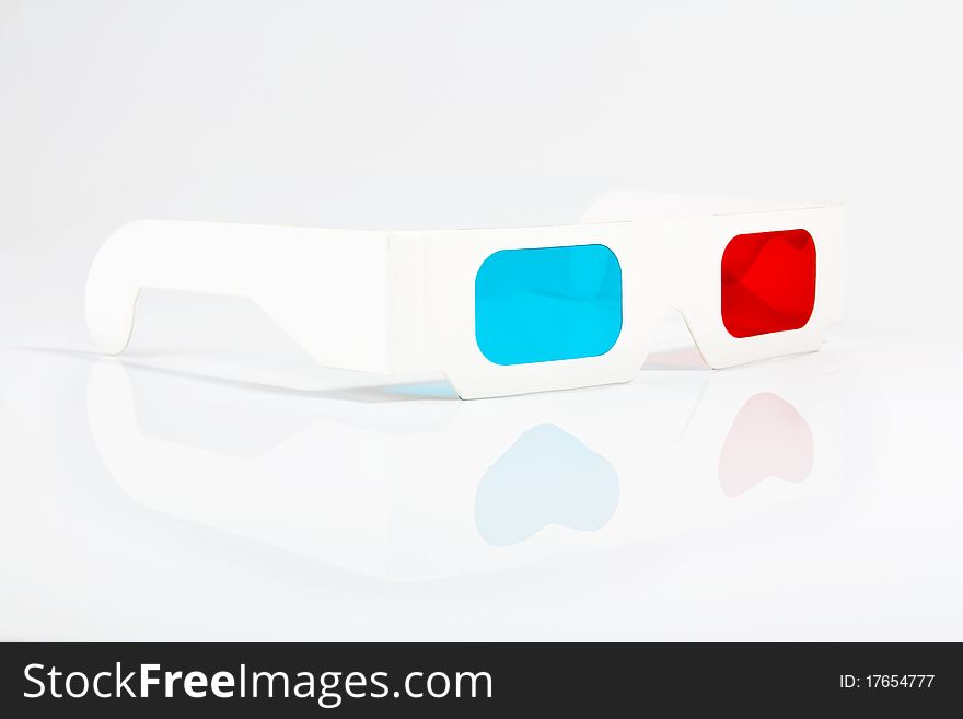 3d glasses with love hearts in reflection. 3d glasses with love hearts in reflection