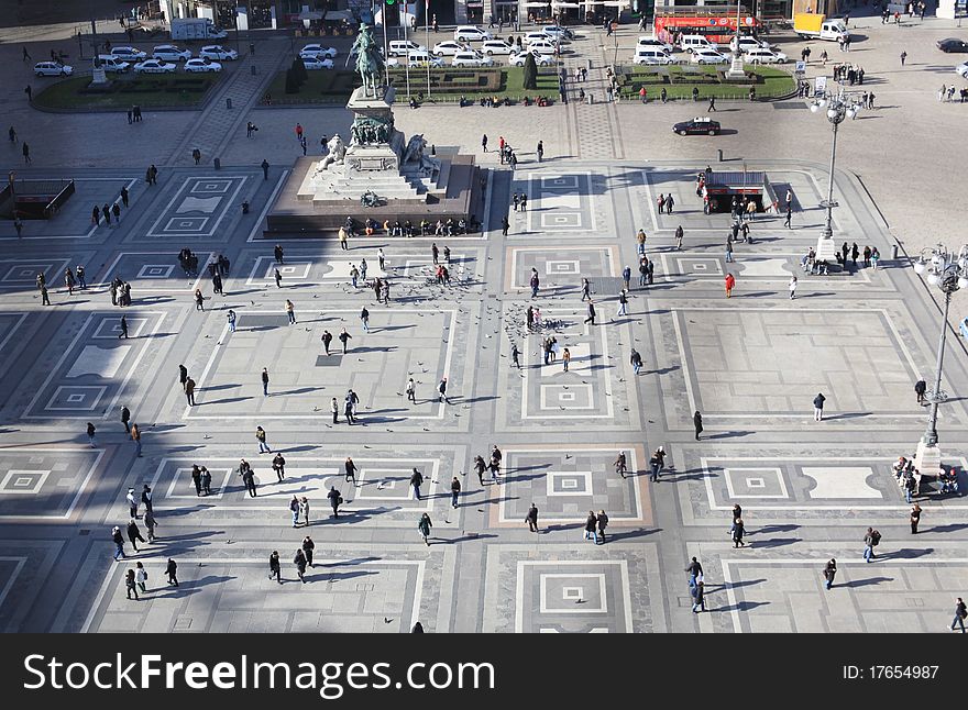 People in Duomo square, Milan