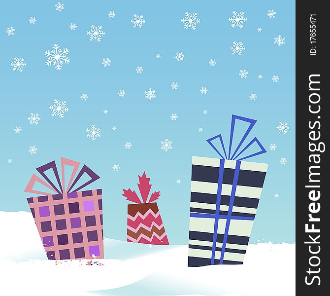 Decorative winter gift illustration background vector