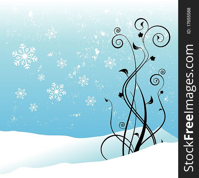 Winter floral design background vector