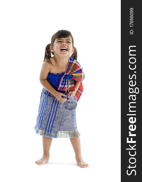 Little Girl In Traditional Thai Laughing