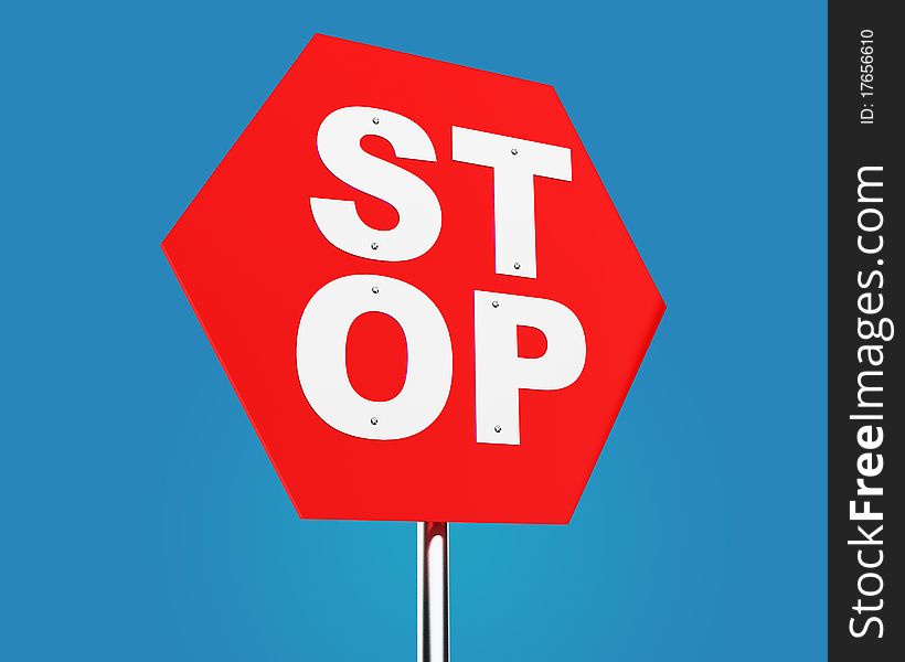 STOP traffic sign over blue gradient