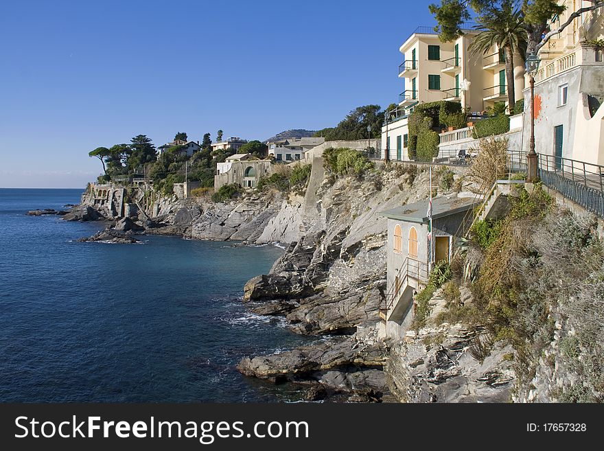 Coast of the Ligurian Riviera, a small fishing village Bogliasco